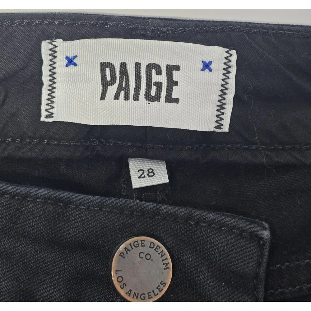 Paige Jeans Womens‎ Size 28 Skyline Skinny Black Distressed Denim Jeans Pants